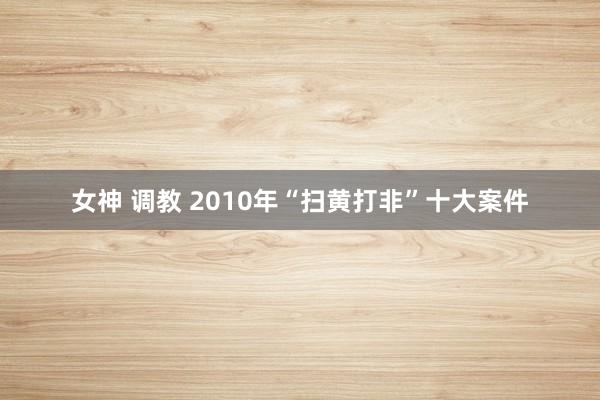 女神 调教 2010年“扫黄打非”十大案件