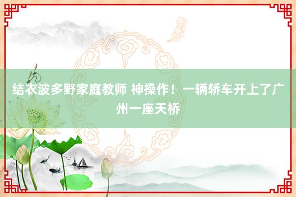 结衣波多野家庭教师 神操作！一辆轿车开上了广州一座天桥