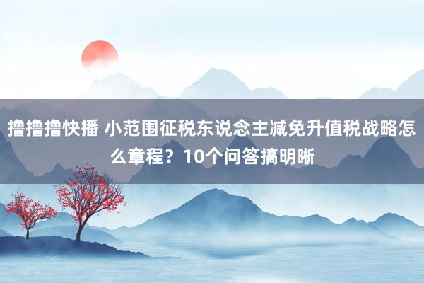 撸撸撸快播 小范围征税东说念主减免升值税战略怎么章程？10个问答搞明晰